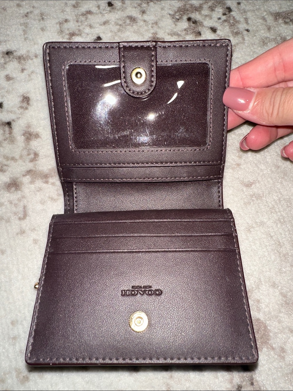 COACH Women’s snap leather wallet with Coach Heritage - Picture 2 of 7